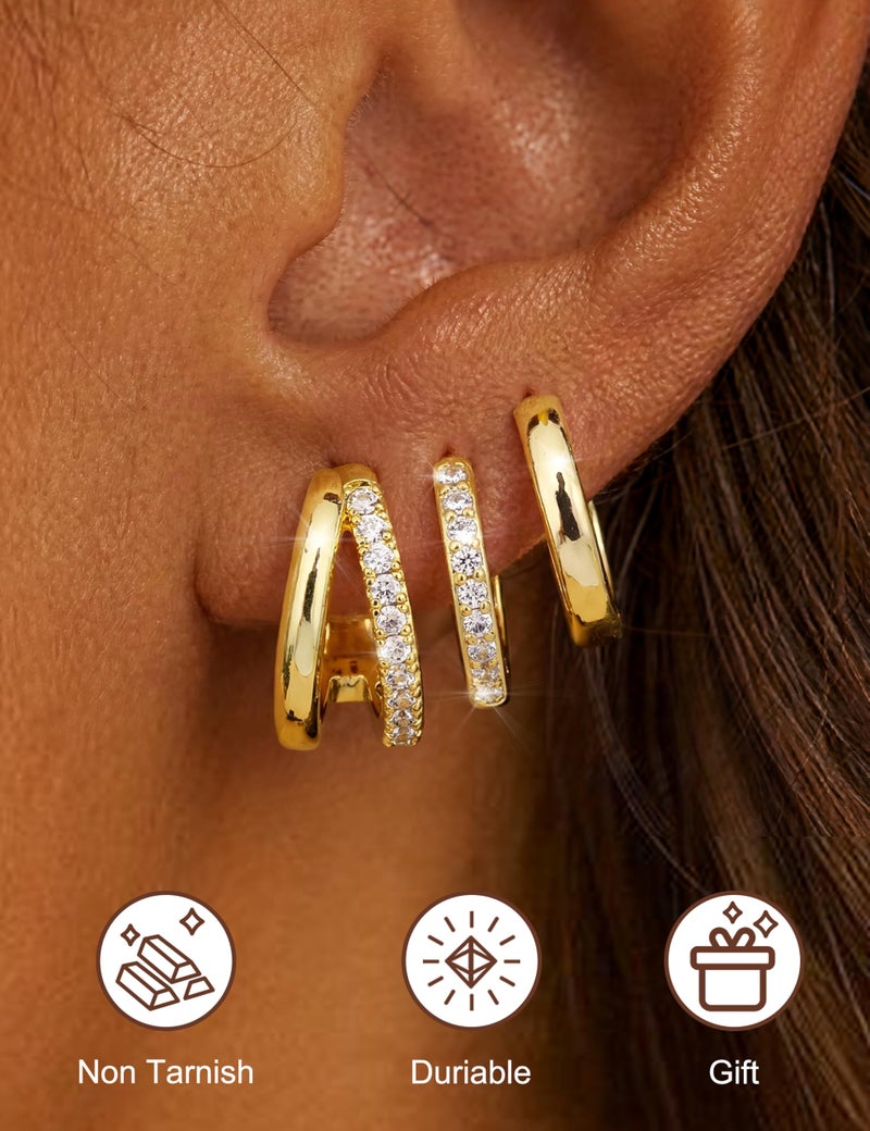 LOYALLOOK Small Chunky Gold Hoop Earrings for Women Hypoallergenic 14K Gold Filled Huggie Earrings for Women Trendy Cartilage Hoop Earring Stacks Lightweight Earring Sets for Multiple Piercing 8Pairs - Image 2