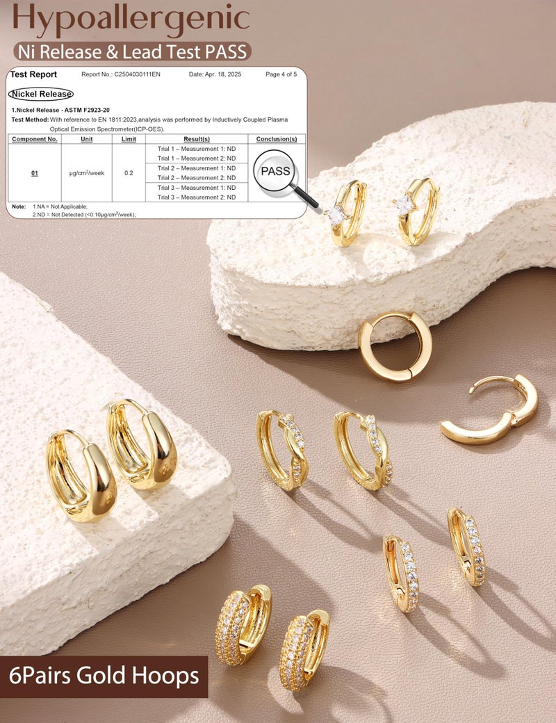 LOYALLOOK Small Chunky Gold Hoop Earrings for Women Hypoallergenic 14K Gold Filled Huggie Earrings for Women Trendy Cartilage Hoop Earring Stacks Lightweight Earring Sets for Multiple Piercing 8Pairs - Image 5