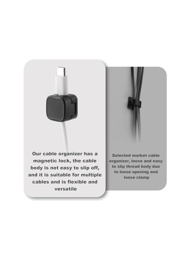 Green Tiger Magnetic Cord Organizer Holder, 6 Pcs Magnetic Cable Clips, Hide Phone Charging Cable Keeper, Wire Holder Keeper Organizer for Home Office Desk Phone Car Wall (Black) - Image 4