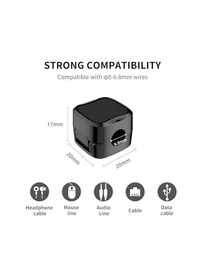 Green Tiger Magnetic Cord Organizer Holder, 6 Pcs Magnetic Cable Clips, Hide Phone Charging Cable Keeper, Wire Holder Keeper Organizer for Home Office Desk Phone Car Wall (Black) - Image 3