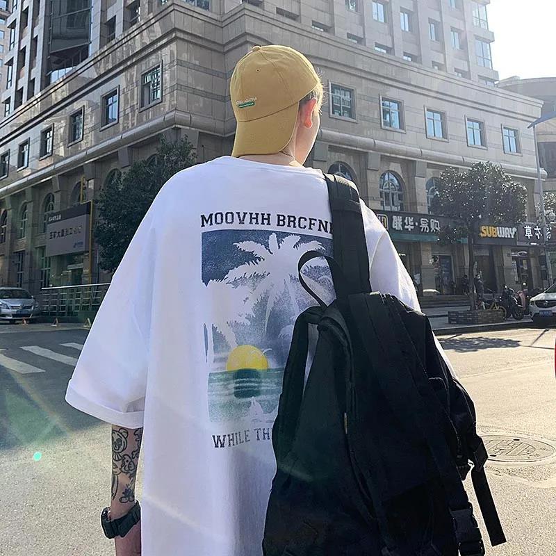 2024 Summer Cotton Men'S Short-Sleeved T-Shirt New Youth Hong Kong Fashion Printed Loose Couple Half-Sleeved Body - Image 3