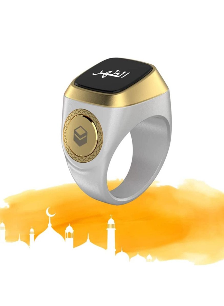 AXXM QBLA Smart Tasbh Zkr Rng, Muslm Prayer, Prayer Tmng Remnder, OLED Dsplay, Tasbh