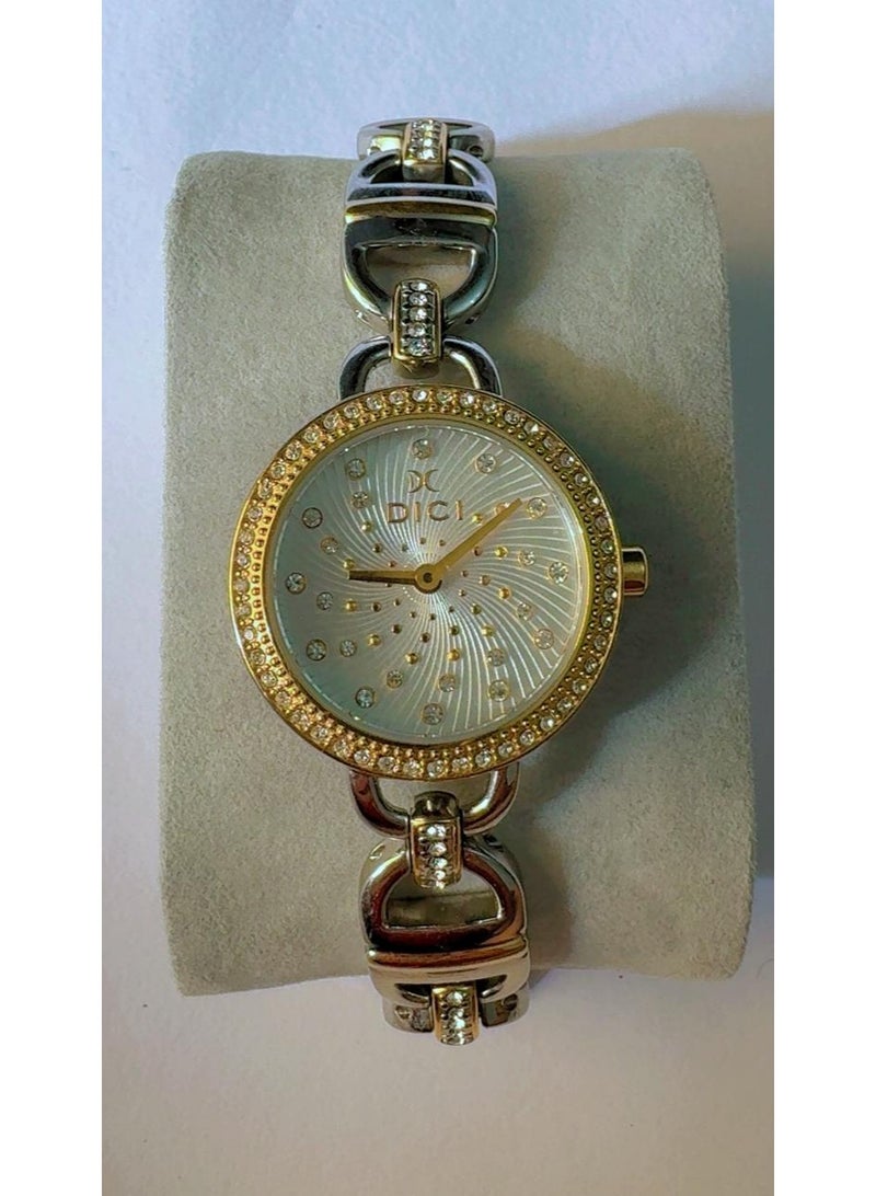 DICI Premium DICI Two-Tone Ladies Watch – Crystal Embellished Dial & Bracelet, Pre-Owned in Excellent Like-New Condition - Image 1