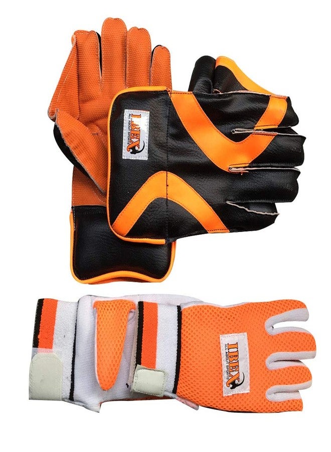 JetFire Ibex College Wicket Keeping Gloves and Inner Gloves Combo (Men, Orange) - Image 3