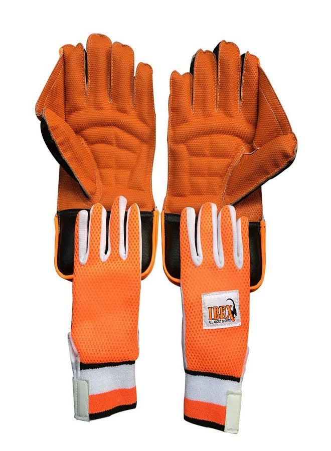 JetFire Ibex College Wicket Keeping Gloves and Inner Gloves Combo (Men, Orange) - Image 2