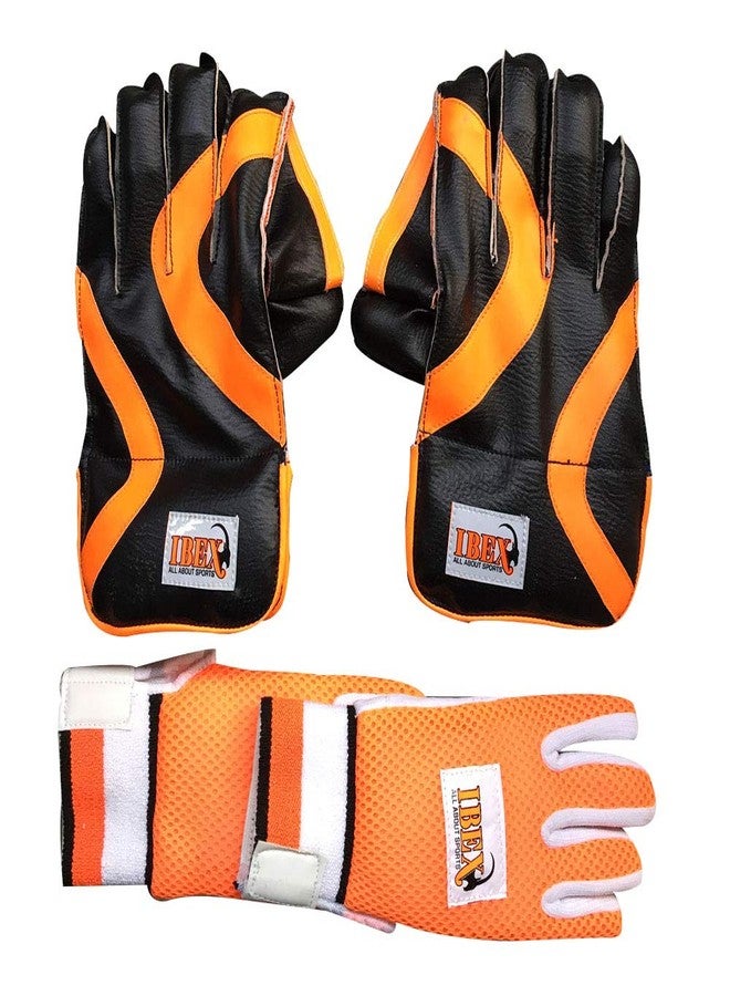 JetFire Ibex College Wicket Keeping Gloves and Inner Gloves Combo (Men, Orange) - Image 5
