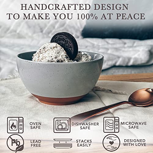 Mora Ceramic Small Dessert Bowls - 16oz, Set of 6 - Microwave, Oven and Dishwasher Safe, For Rice, Ice Cream, Soup, Snack, Cereal, Chili, Side Dishes etc - Microwavable Kitchen Bowl, Assorted Neutrals - Image 4