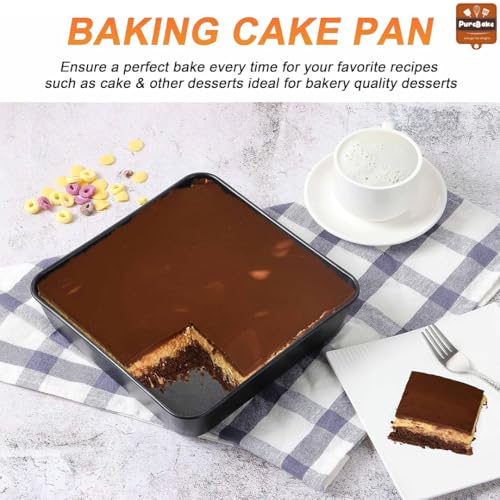 PureBake Premium Sgs Certified -2 Pc Square Cake Tin | Square Cake Pan | Non-Stick 9-inch Square Cake Tray, Set of 2, Carbon Steel Bakeware Set - Image 5