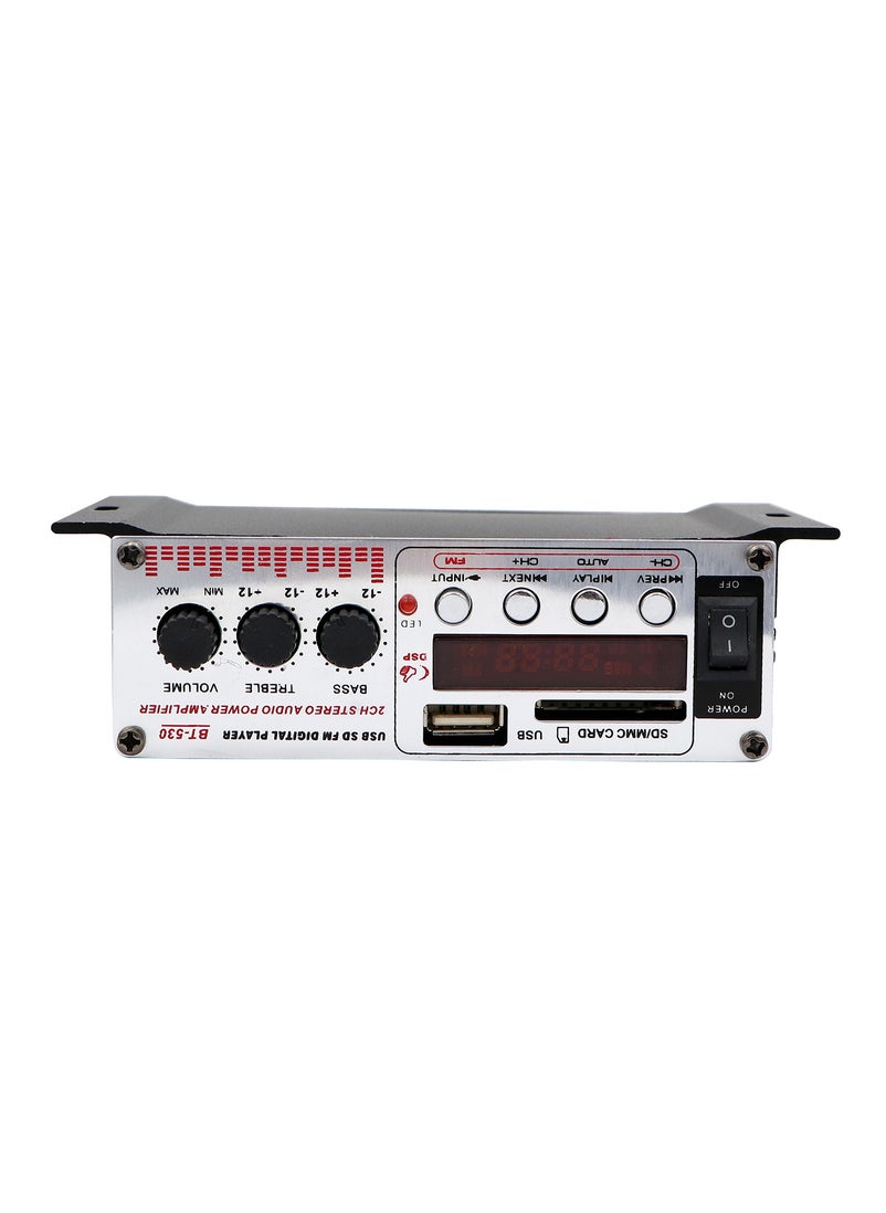 Generic 2-Channel Stereo Audio Power Amplifier, White/Black  - Image 1