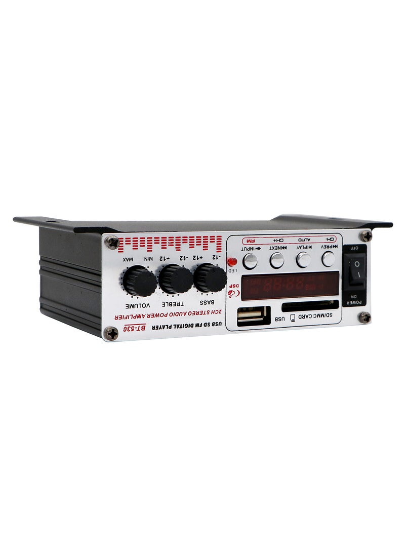 Generic 2-Channel Stereo Audio Power Amplifier, White/Black  - Image 2