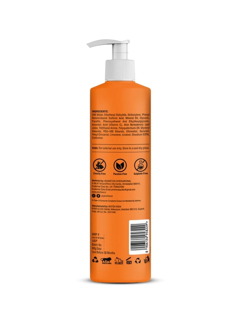 Pinch Me Pinch Me Ultra Light Brightening Body Lotion SPF 25 Vitamin C  Glycerin and Aloe Vera 400 ml Deep Nourish Body Lotion for Women  Men Dry Skin  Smooth and Healthy Looking Skin  12H Moisturization Detans Smooths Rough  Bumpy Skin Soft  Glowing Skin For All Season  - Image 4