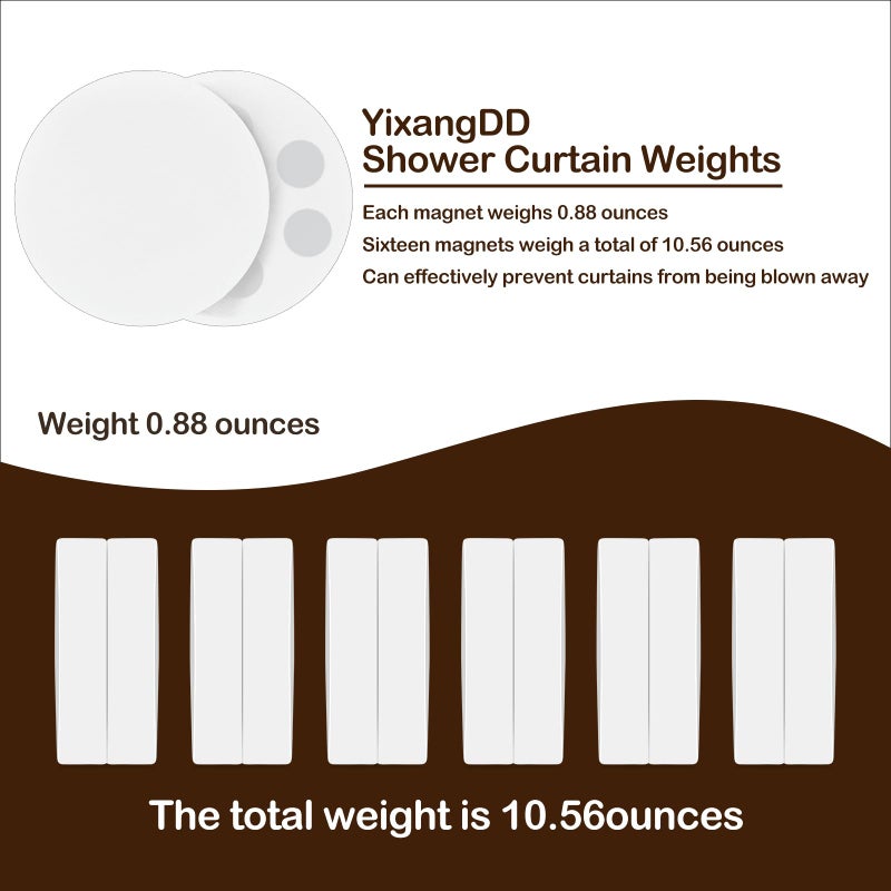 YixangDD 12 Pack Shower Curtain Weights, Rubber Covered Magnetic Curtain Weights, Shower Magnets for Curtain Liner Prevent from Blowing Around, Work for Drapery, Flag, Tablecloth (6 Pairs) - Image 3