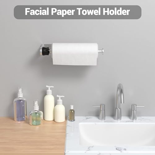 LOISVI Paper Towel Holder Under Cabinet with Damping Effect, Single-Hand Operable Wall Mount Paper Towel Holder for Kitchen/Bathroom, Under Counter Self-Adhesive/Drilled Kitchen Towel Holder - Image 5