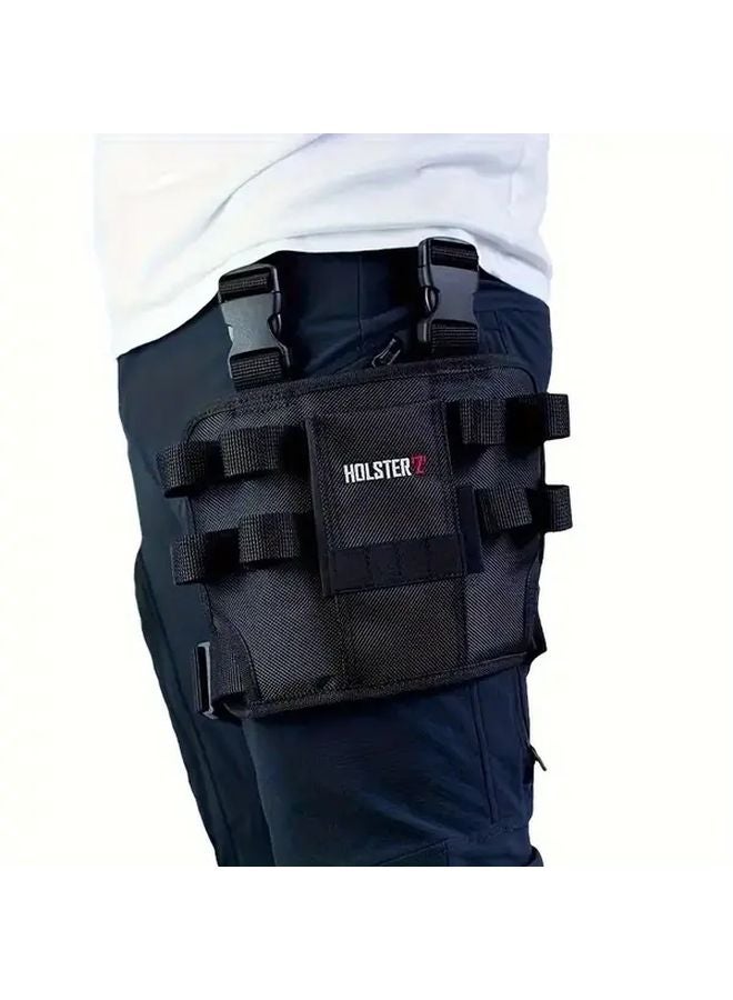 Black Professional Tool Belt Adjustable Leg Holster Multiple Pockets for Electricians Carpenters - Image 2