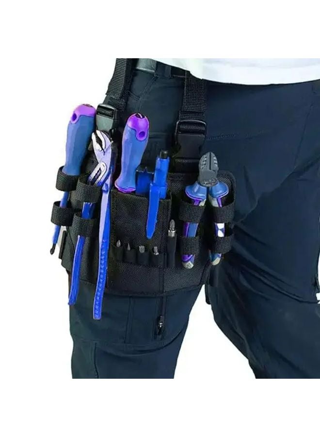 Black Professional Tool Belt Adjustable Leg Holster Multiple Pockets for Electricians Carpenters - Image 5