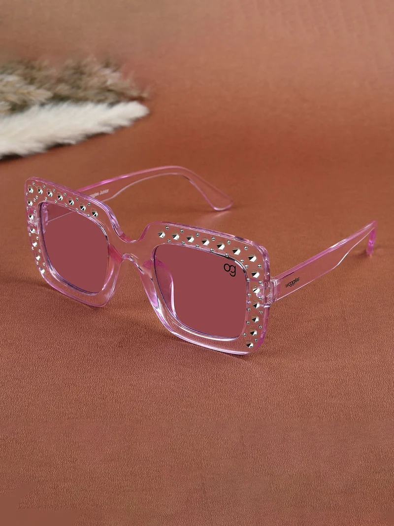 Woggles Stylish Purple Kids Square Sunglases