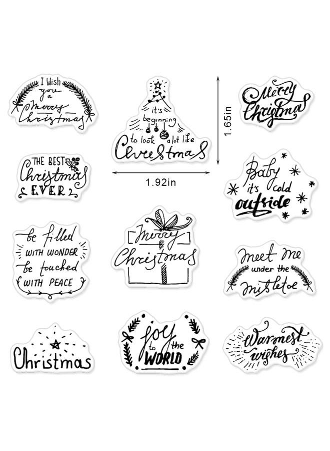 Hying 11 PCS Christmas Blessing Words Clear Stamps for Card Making and Photo Album Decorations, Christmas Tree Rubber Stamps Gift Box Silicone Stamp Seal for Christmas DIY Scrapbooking - Image 2