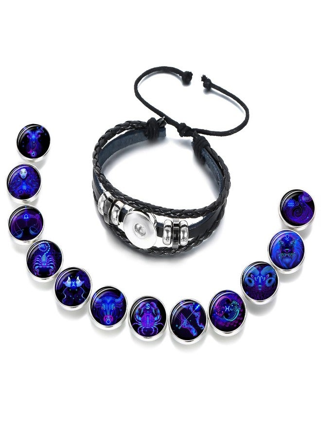 Xeyau 12 Constellation Taurus Bracelets Spirilet Bracelet Zodiac Constellation Bracelet Zodiac Signs Guardian Fluorescent Woven Leather Bracelet for Women Men Jewelry (B-Taurus(4.20-5.20)) - Image 3