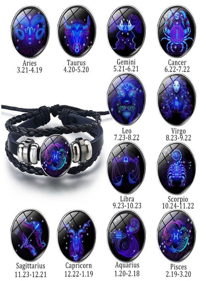 Xeyau 12 Constellation Taurus Bracelets Spirilet Bracelet Zodiac Constellation Bracelet Zodiac Signs Guardian Fluorescent Woven Leather Bracelet for Women Men Jewelry (B-Taurus(4.20-5.20)) - Image 5