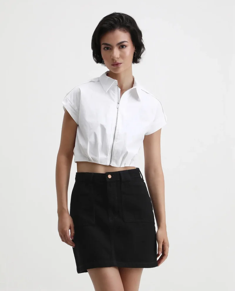 Rareism Women's Cropped Plain Top
