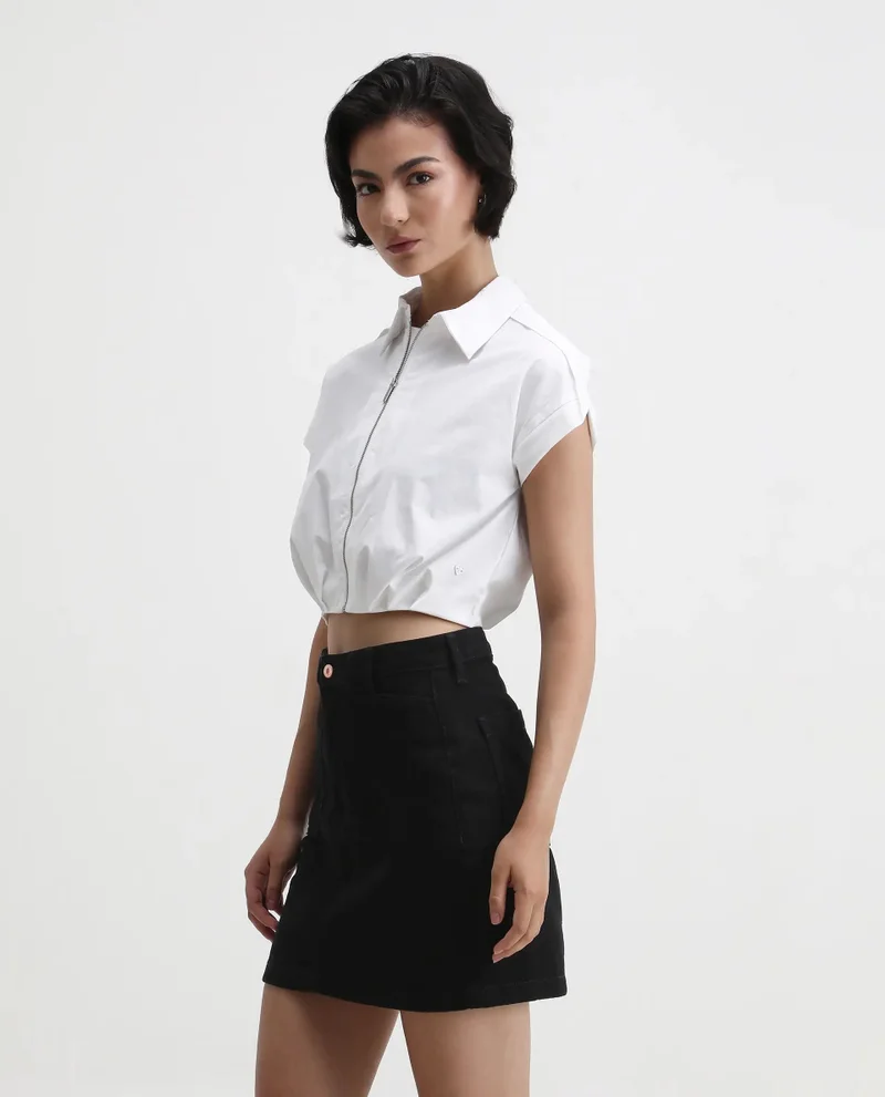 Rareism Women's Cropped Plain Top