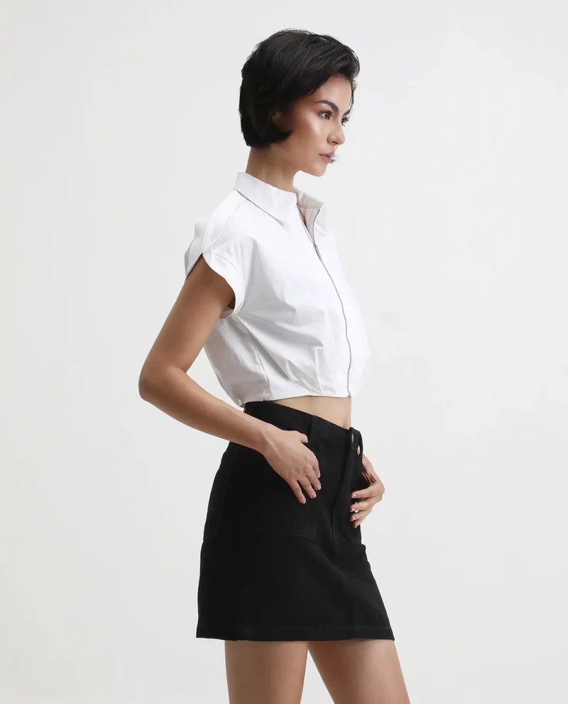 Rareism Women's Cropped Plain Top