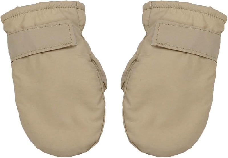 Khaki Winter Gloves For Baby Boys And Girls With Warm Fleece Lining 16x9cm - Image 1