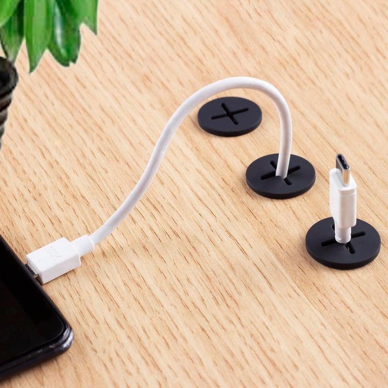 keenkee 6 PCS Flexible Silicone Cable Cord Grommet, 1 Inch Desk Grommets for Table and Other Furnitures Hole Cover, Wire Pass Through, Black Color - Image 5