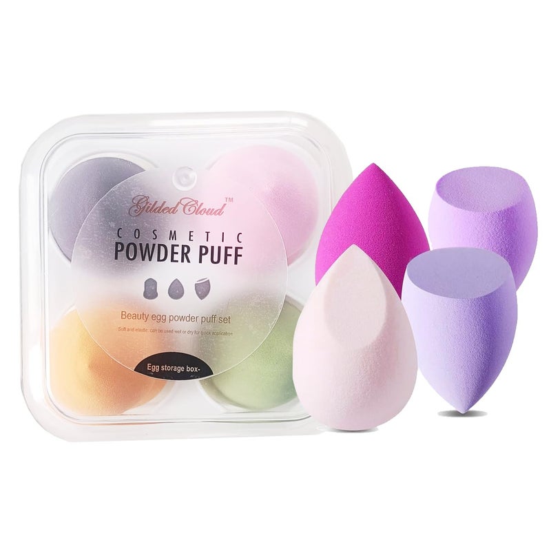 Gilded Cloud Beauty Makeup Blender Sponge Set, Soft Egg Shaped Blending Puff For Beauty Blender, Flawless Makeup for Liquid Foundation, Cream, Powder, Dry & Wet Makeup Applicator For Girls, Women (4 Pcs) - Image 5