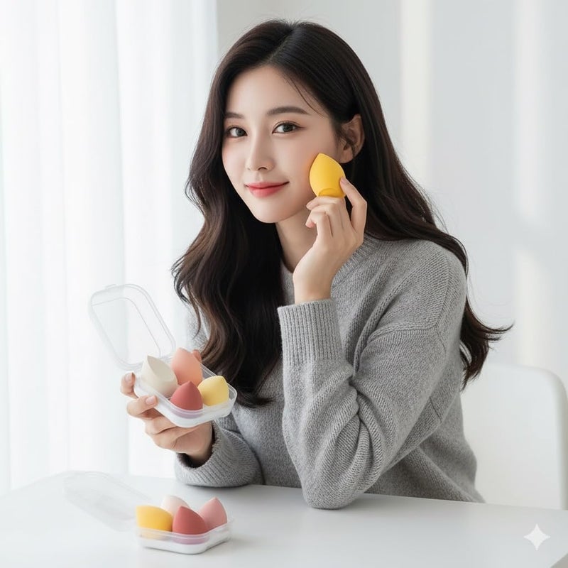 Gilded Cloud Beauty Makeup Blender Sponge Set, Soft Egg Shaped Blending Puff For Beauty Blender, Flawless Makeup for Liquid Foundation, Cream, Powder, Dry & Wet Makeup Applicator For Girls, Women (4 Pcs) - Image 2