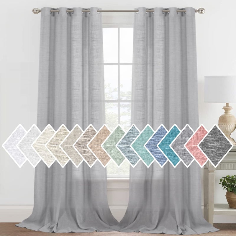 H.VERSAILTEX HVERSAILTEX Elegant Linen Blended Curtains Privacy Protection Light Filtering Silver Grommet Window PanelsDrapes for BedroomLiving Room Linen Semi Sheer Curtains Set of 2 52 W x 108 L Linen