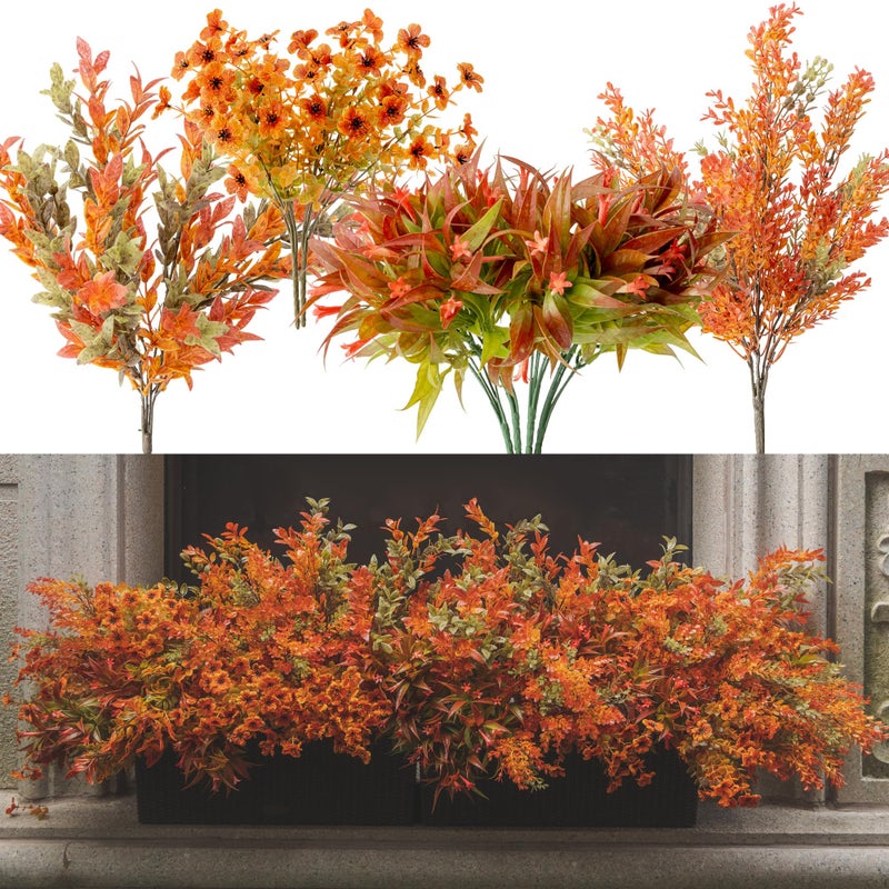 Clycaloor 8pcs Fall Artificial Outdoor Branch with Eucalyptus Leaves for Indoor Outside Hanging Plants Garden Porch Window Box Home Wedding Farmhouse D?cor - Image 1