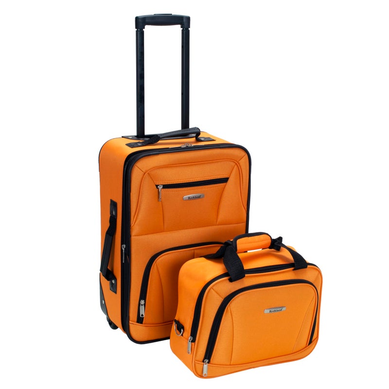 Rockland Fashion Softside Upright Luggage SetExpandable Orange 2Piece 1419