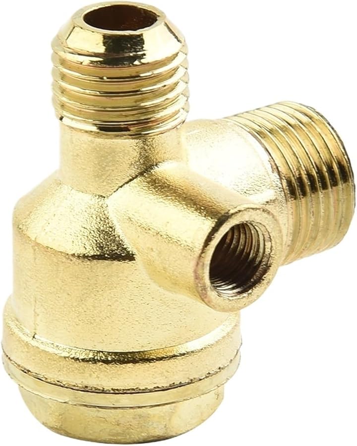 14mm Zinc Alloy 3 Port Air Compressor Check Valve Gold Male Thread Connector - Image 2