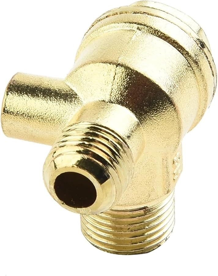 14mm Zinc Alloy 3 Port Air Compressor Check Valve Gold Male Thread Connector - Image 3