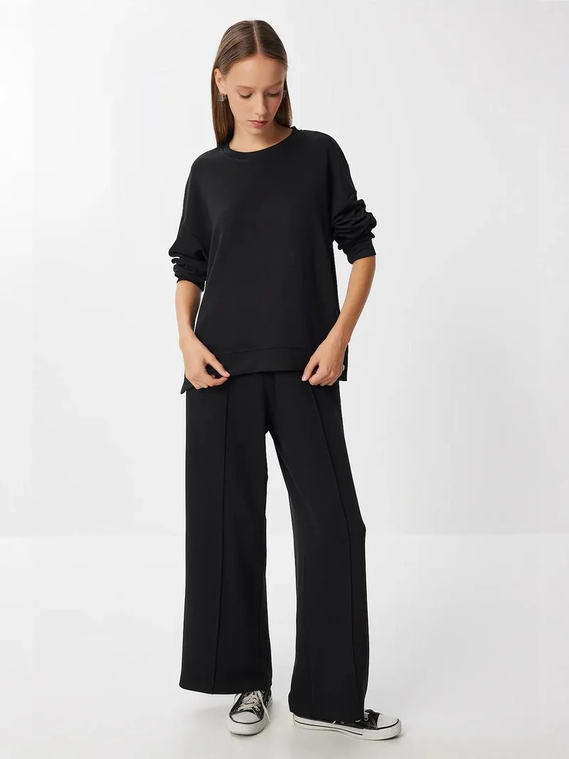 إسطنبول الساحرة ISTANBUL Long Wide Leg Two-Piece Set with Crew Neck