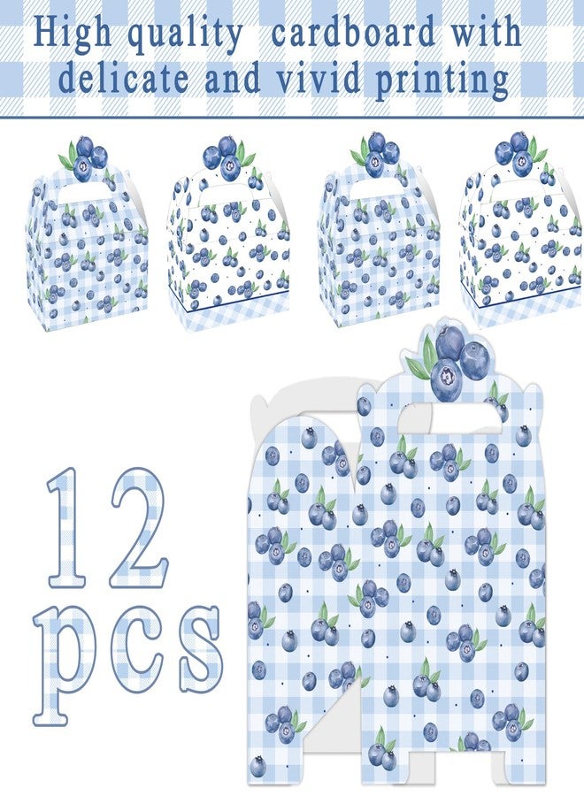 umoni Blueberry Party Favor Treat Box Blueberry Baby Shower Decorations 12PCS Blueberries Birthday Gift Box Berry Checkered Goodie Box for Boys Girls Berry Sweet Theme Party Decor - Image 2