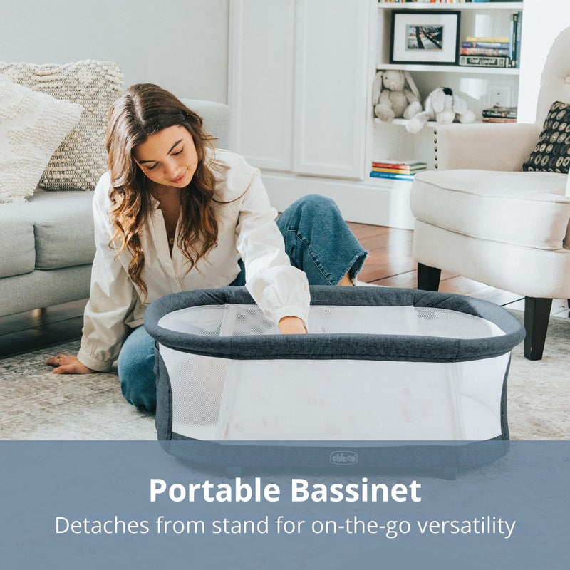 Chicco LullaGlide 3-in-1 Stationary, Gliding, and Portable Baby Bassinet, Waterproof Mattress and Fitted Sheet, Travel Bassinet for Baby Includes Carry Bag | Luna/Grey - Image 5