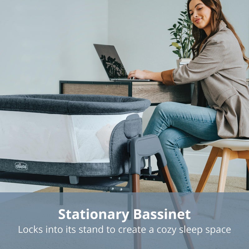 Chicco LullaGlide 3-in-1 Stationary, Gliding, and Portable Baby Bassinet, Waterproof Mattress and Fitted Sheet, Travel Bassinet for Baby Includes Carry Bag | Luna/Grey - Image 2