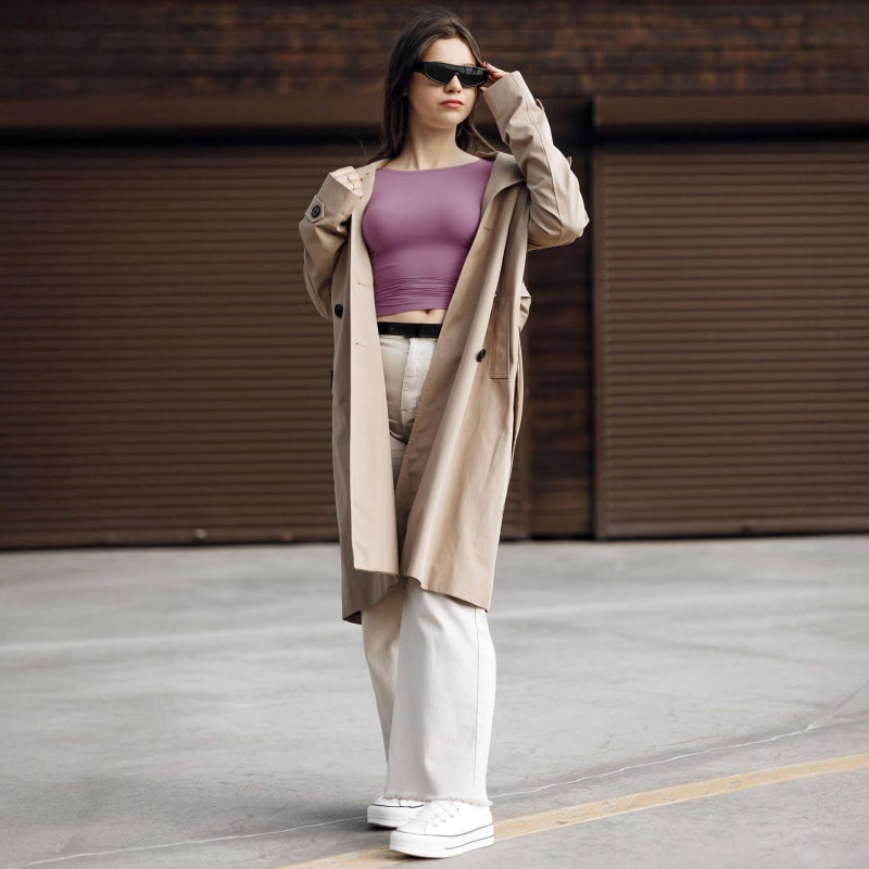 TNNZEET Dark Pink Long Sleeve Shirt for Women Basic Soft Tees Fashion Crop Tops Fall Spring Y2K Tight Clothes for Casual Workout 2026 - Image 2