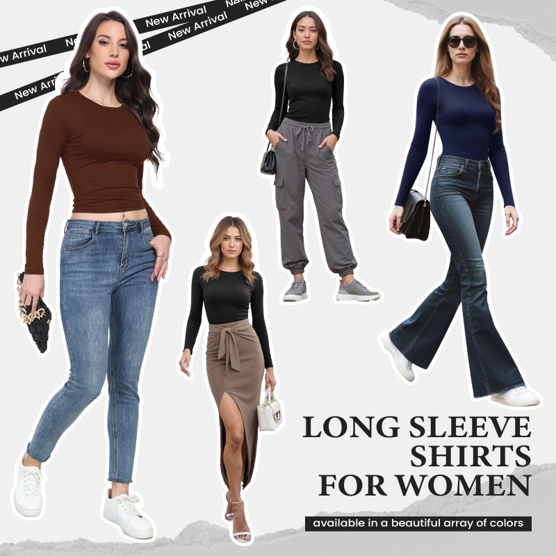 TNNZEET Dark Pink Long Sleeve Shirt for Women Basic Soft Tees Fashion Crop Tops Fall Spring Y2K Tight Clothes for Casual Workout 2026 - Image 5