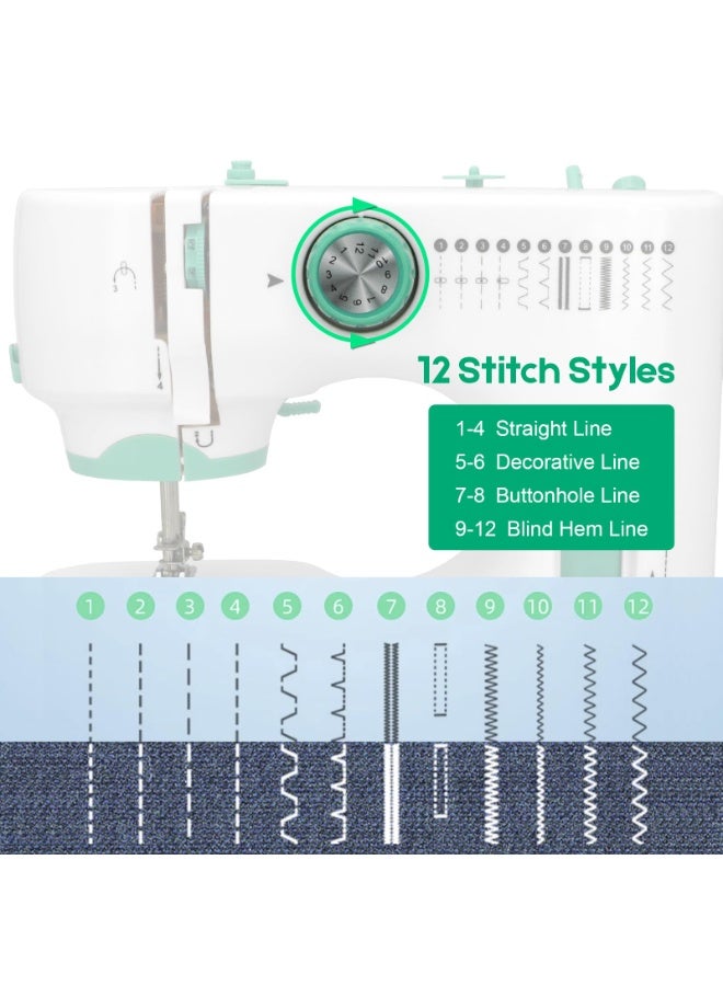 كيلا ماكينة خياطة للمبتدئين مزودة بـ 12 غرزة مدمجة، و6 أقدام مرفقة، وماكينة خياطة محمولة بدواسة قدم، وسرعات عالية ومنخفضة. - Image 2