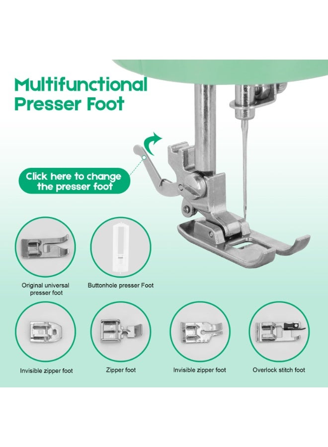 كيلا ماكينة خياطة للمبتدئين مزودة بـ 12 غرزة مدمجة، و6 أقدام مرفقة، وماكينة خياطة محمولة بدواسة قدم، وسرعات عالية ومنخفضة. - Image 4