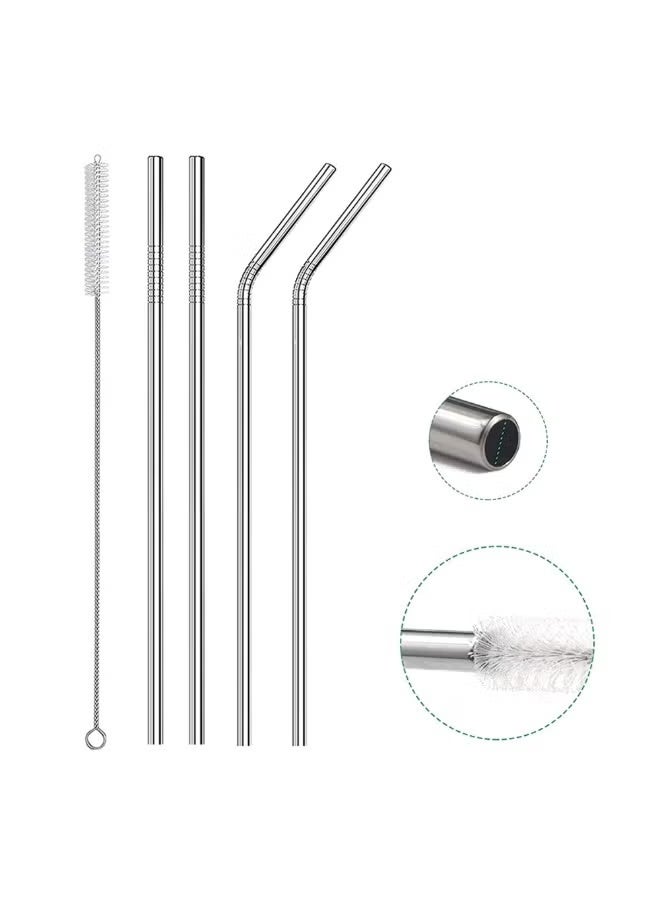 Stainless Steel Shalimo 4 pcs,  Straw, ,  drinking tube , Plus 1 Brush for Cleaning - Image 1