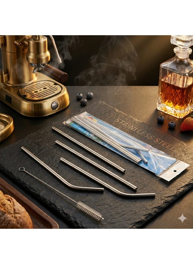 Stainless Steel Shalimo 4 pcs,  Straw, ,  drinking tube , Plus 1 Brush for Cleaning - Image 2