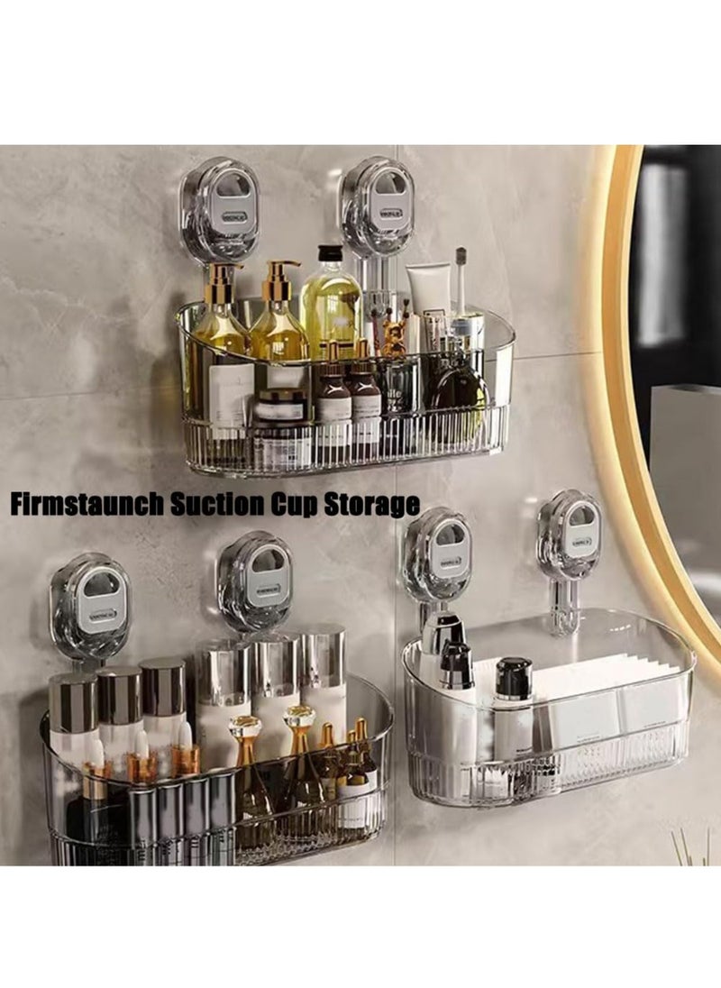 XiuWoo No-Drill Bathroom Suction Storage Box, Suction Cup Storage Rack, Powerful Suction Storage Box, Large Capacity Strong Load-Bearing Shower Caddy for Bathroom Organizers and Storage Transparent  - Image 2