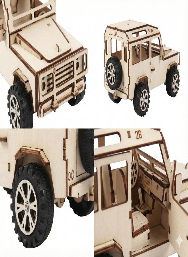 DREWIT STAR 3D Wooden Puzzle Model Kit for Adults & Teens Laser-Cut DIY Mechanical Off-Road Vehicle Brain Teaser Engineering Toy Unique Desktop Decor & Creative Gift for Hobbyists (Off-Road Vehicle) - Image 5