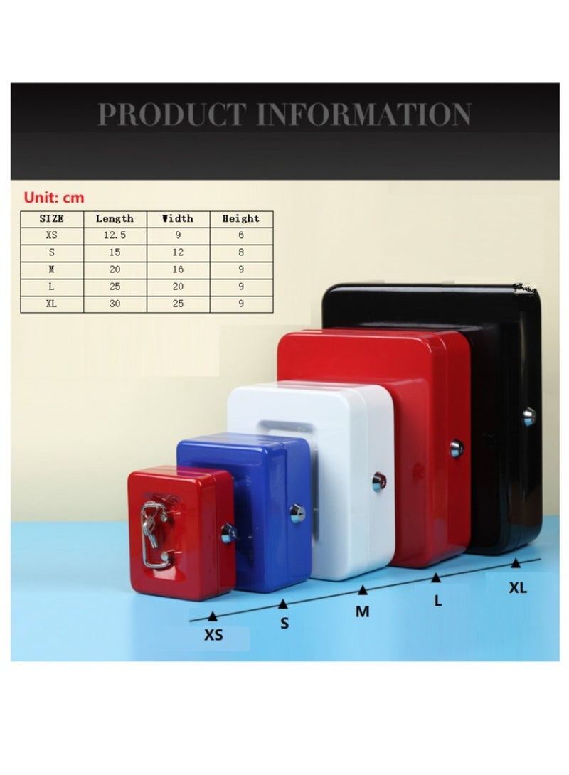 Bluejw Large Cash Box Steel Register With Tray And Lock Durable Portable Money Box Safe For Bills Jewelry Receipts Coins Black - Image 4