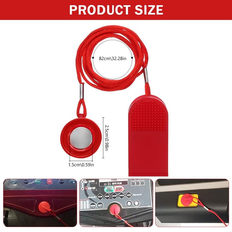 Proberos مفتاح أمان المغناطيس لجهاز المشي، قطر 2.5 سم، مفتاح أمان بديل عالمي لجهاز المشي، ملحق أمان زر التوقف الطارئ المتين، سهل الاستخدام، أحمر، عبوة واحدة - Image 2