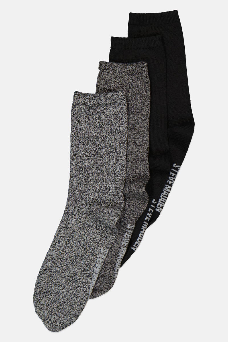 STEVE MADDEN Women 4 Pairs Brand Logo Ankle Cut Socks, Multicolor - Image 1